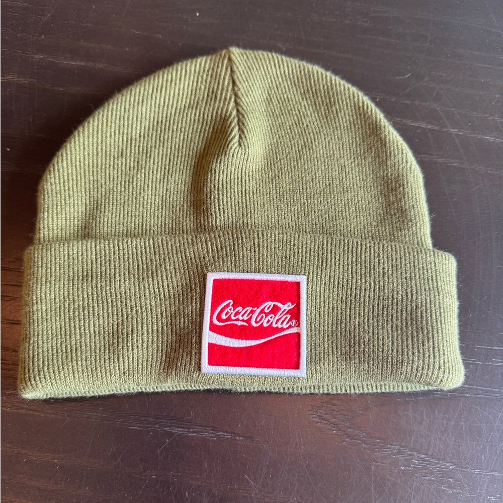 Coca-Cola Arden Square‎ Knit Beanie Hat Olive Green